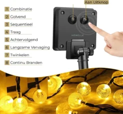 Homèlle Solar Lichtsnoer - 20 LED - 3 + 2 Meter - Warm-wit - ø2cm - Tuinverlichting Op Zonne-energie - Kerstverlichting - Buitenverlichting - Lichtslinger - Lampjes Slinger - Cristal -Tuinwereld Verkoop 1200x1109 1