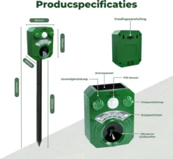 Dentools Ultrasone Kattenverjager 110 Graden - Ongedierte Verjager - Ongediertebestrijding - Zonneenergie - Groot Bereik - Oplaadbaar -Tuinwereld Verkoop 1200x1109 7
