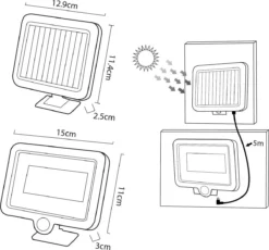 LED-schijnwerper Op Zonne-energie Met Bewegingssensor Maclean Energy IP44, 5W, 400lm, 6000K Koud Wit, Lithiumbatterij 1300 MAh, 5,5V DC MCE438 -Tuinwereld Verkoop 1200x1115 1