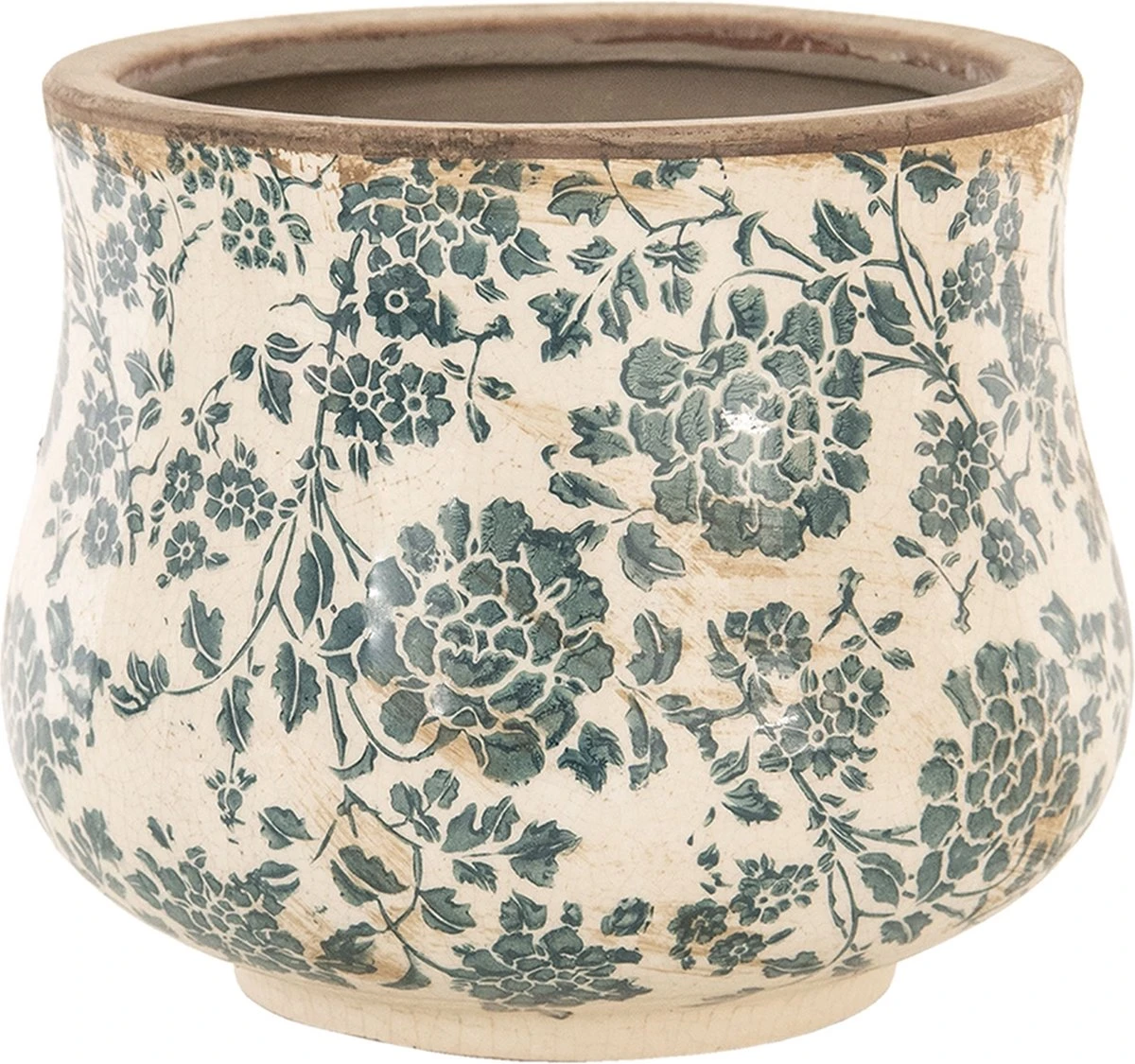 Clayre & Eef Bloempot Ø 15x13 Cm Beige Groen Keramiek Rond Bloemen Bloempot Binnen Plantenpot Plant Pot 1 Clayre & Eef Bloempot Ø 15x13 Cm Beige Groen Keramiek Rond Bloemen Bloempot Binnen Plantenpot Plant Pot