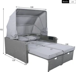 Polyrattan Patio Rieten Meubels Set Voor 2 Personen-Outdoor Rattan Sofa Set Met Intrekbare Luifel-lounge Bank-PE Rotan Loveseat Voor Achtertuin Veranda Tuin Zwembad Balkon-grijs 25 Polyrattan Patio Rieten Meubels Set Voor 2 Personen-Outdoor Rattan Sofa Set Met Intrekbare Luifel-lounge Bank-PE Rotan Loveseat Voor Achtertuin Veranda Tuin Zwembad Balkon-grijs -Tuinwereld Verkoop 1200x1130