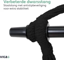 Vita5 XXL Hangstoel - Binnen&Buiten Hangnest - Incl. 2 Kussens En Boekenvak - Volwassenen&Kinderen - Hangmatstoel Tot 225kg - Zwart -Tuinwereld Verkoop 1200x1134 3