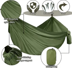 IBright Hangmat XXL - Complete Set – Incl. Karabijnhaken En Riemen - Tot 200 Kg - 270x140cm - Leger Groen -Tuinwereld Verkoop 1200x1134 4