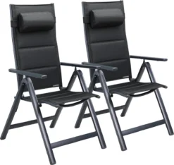 Casaria Tuinstoel Aluminium - 2 Stuks Inklapbaar - Antraciet