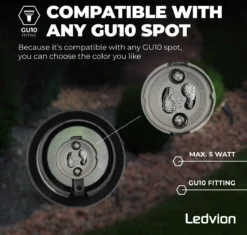 Ledvion IP65 - LED Prikspot - GU10 Fitting - 2 Meter Kabel Met Stekker - Zwart -Tuinwereld Verkoop 1200x1140 7