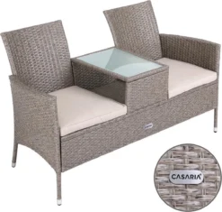 Casaria Tuinbank Polyrattan - 2-Zits Incl.Tafel - Weerbestendig Beige -Tuinwereld Verkoop 1200x1142 4