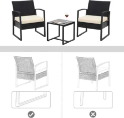 Songmics Tuinmeubelset, 3-delige Set, Van Polyrotan, Voor Outdoor, Terras, Balkon, Tuin, Eenvoudige Montage, Bijzettafel En 2 Stoelen, Zwart-beige -Tuinwereld Verkoop 1200x1143 2