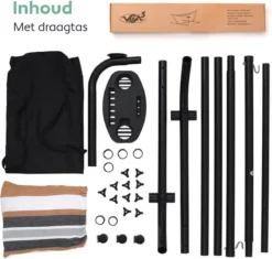 Vita5 Hangmat Met Standaard – 2 Persoons – Incl. Bekerhouder – 205kg Draaggewicht – Blauw/Wit/Bruin -Tuinwereld Verkoop 1200x1143 5