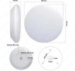 HOFTRONIC - LED Plafondlamp - Plafonnière - RVS - 12 Watt - IP65 Waterdicht - Kleur Instelbaar (2700K, 4000K & 5000K) - 1200 Lumen - IK10 Stootveilig - Ø25 Cm - Geschikt Voor Badkamer - Voor Binnen En Buiten - 3 Jaar Garantie -Tuinwereld Verkoop 1200x1144 3