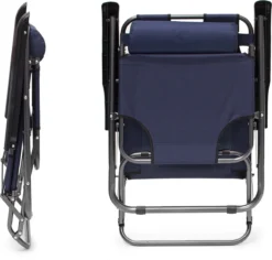 Relaxdays Ligstoel Inklapbaar - Ligbed Met Hoofdsteun - Strandstoel Verstelbaar - Camping - Donkerblauwe -Tuinwereld Verkoop 1200x1148