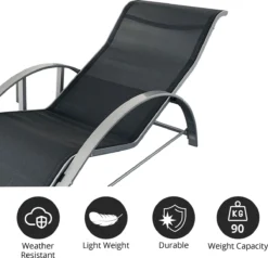 MaxxGarden Ligbed Set - 2 Stuks Zwart - Met Tafel - Sun Loungers - Loungebed -Tuinwereld Verkoop 1200x1155 1