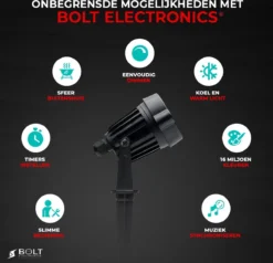 Bolt Electronics ® Tuinspot – Tuinverlichting LED Buiten – Hanglamp Buitenverlichting – Prikspot Buitenlamp - RGB Lamp – Bedienbaar Via App Tuinlamp – IP68 Waterdicht Muurlamp – Wandlamp – Verlichting Terras En Tuin – 9 Stuks -Tuinwereld Verkoop 1200x1156 7