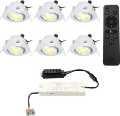 HOFTRONIC Sienna - Veranda Inbouwspots 6x3W - 12 Volt - Complete Veranda Set - 2700K Zeer Warm Wit - IP44 Waterdicht - Dimbare Inbouwspots Met Afstandsbediening - Kantelbaar - 5mm Diameter - 30mm Inbouwdiepte Voor Badkamer En Tuin -Tuinwereld Verkoop 1200x1162 5