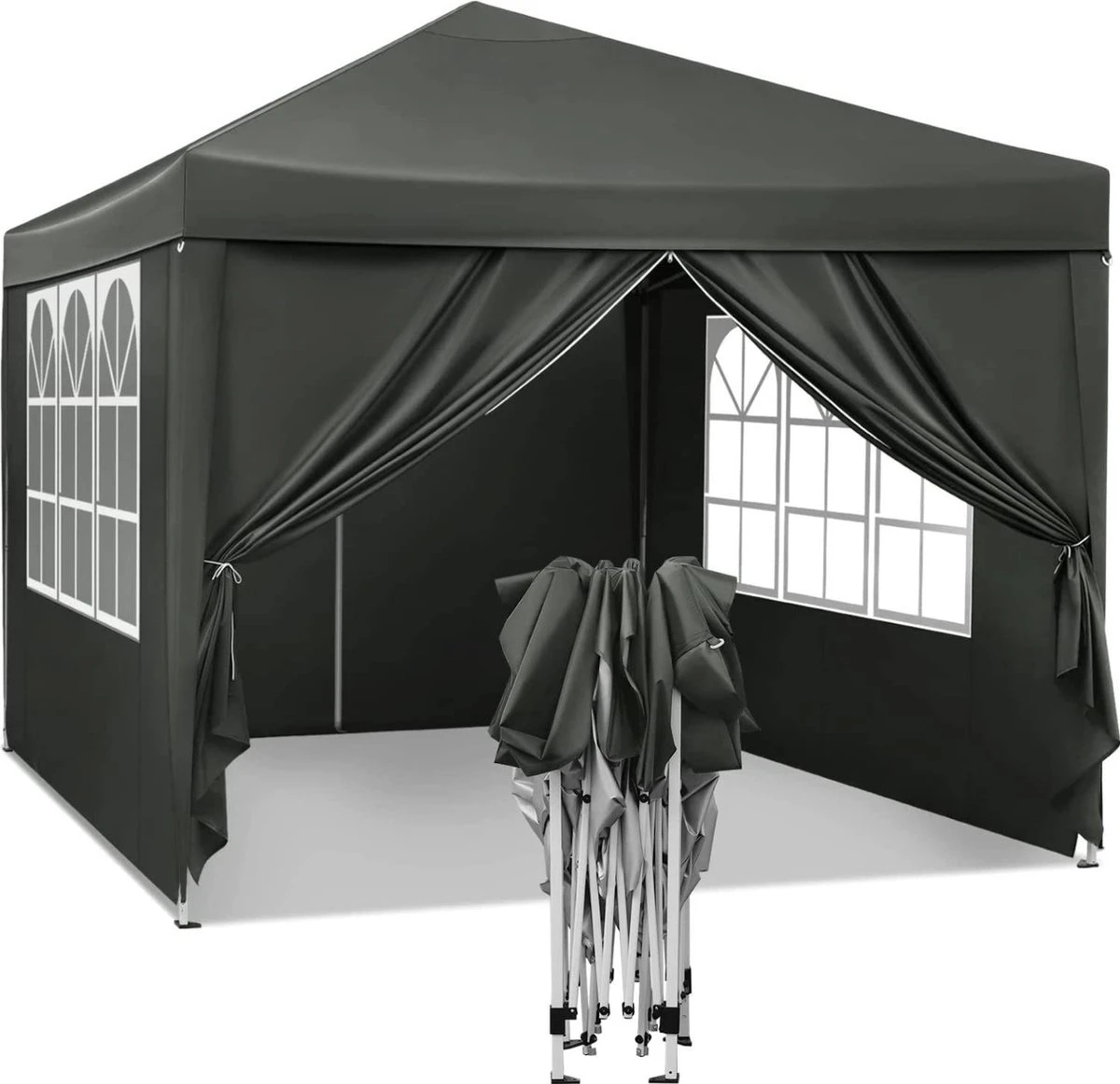 Waterdichte Partytent 3x3 Meter Opvouwbaar Met Zijwanden- Paviljoen Met Zijpanelen - Easy Up - Pop-up Tent Met Haringen, Touw En Anti Slip Poten 1 Waterdichte Partytent 3x3 Meter Opvouwbaar Met Zijwanden- Paviljoen Met Zijpanelen - Easy Up - Pop-up Tent Met Haringen, Touw En Anti Slip Poten