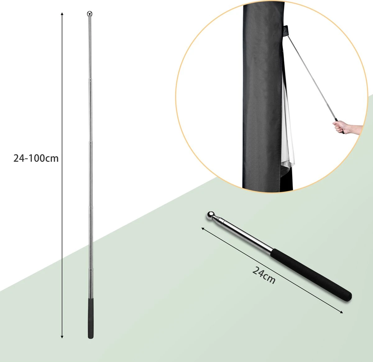 Kingsleeve Parasolhoes Tot Ø 330cm - Weerbestendig Robuust - Grijs 3 Kingsleeve Parasolhoes Tot Ø 330cm - Weerbestendig Robuust - Grijs - Afbeelding 3