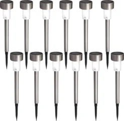 B.K.Licht - Solar Tuinverlichting LED - Padverlichting Met Nachtsensor - 12 Stuks - Tuinlampen Op Zonneenergie - Buitenverlichting - Buitenlamp - IP44 - Incl. Grondspies