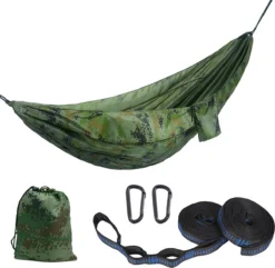 IBright Hangmat XXL - Complete Set – Incl. Karabijnhaken En Riemen - Tot 200 Kg - 270x140cm - Leger Groen