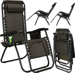 Springos Tuinstoel | Ligstoel | Opvouwbaar | Verstelbaar | Ergonomische Hoofdsteun | Bruin / Zwart -Tuinwereld Verkoop 1200x1171 3