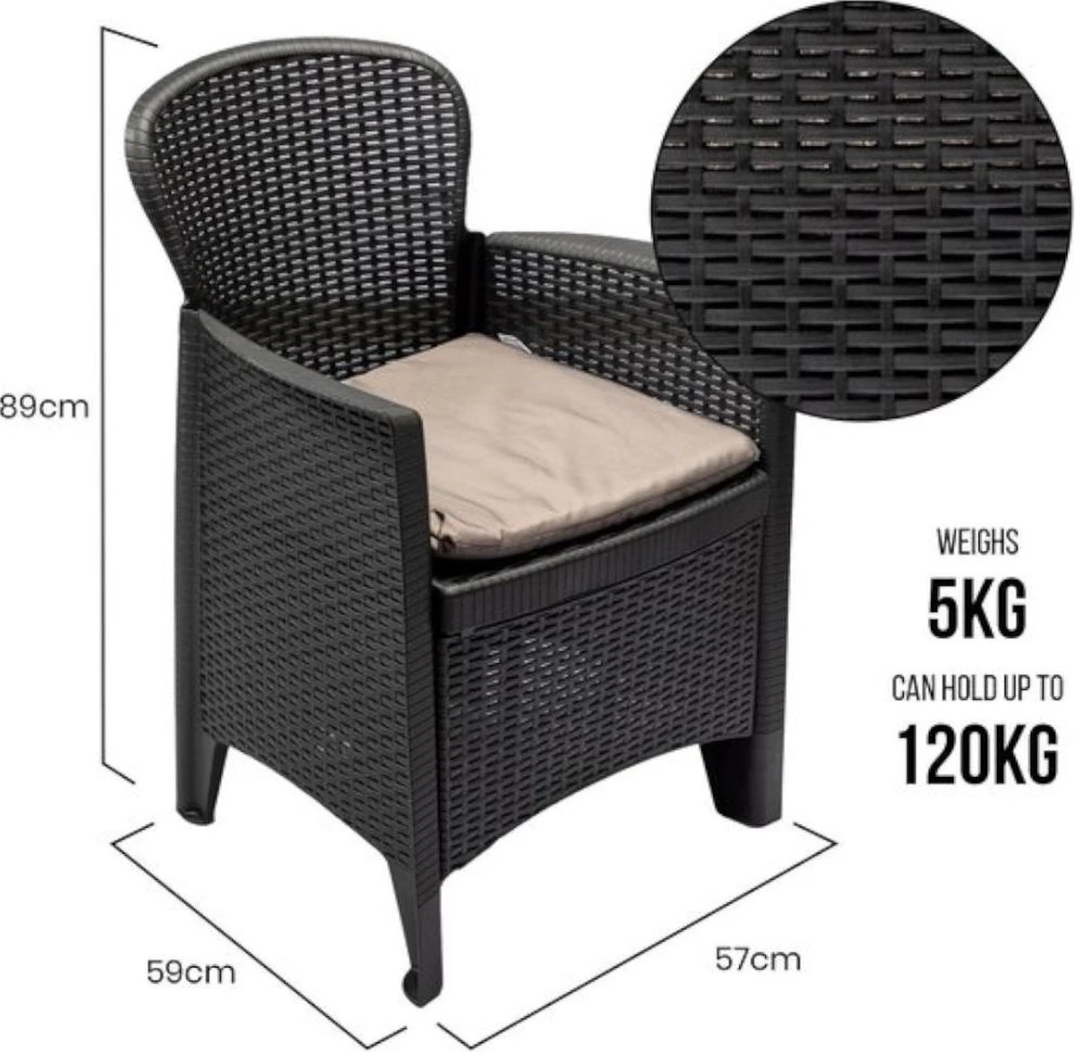 Pro Garden - Tuinset 5-delig Met Kussens 10 Pro Garden - Tuinset 5-delig Met Kussens - Afbeelding 10