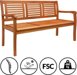 Casaria Tuinbank - FSC®-Gecertificeerd Eucalyptushout - 153cm Bruin -Tuinwereld Verkoop 1200x1176