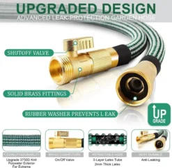 IBright Extra Sterke Uitrekbare Tuinslang - Flexibel - 15 Meter - Inclusief Opbergtas ,Sproeier ,Koppelstuk En Ophanghaak - Groen -Tuinwereld Verkoop 1200x1177 15