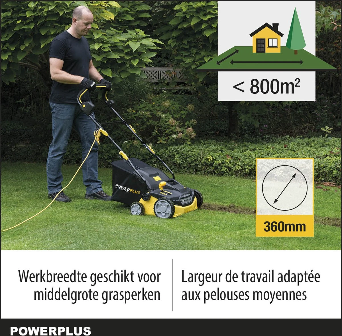 Powerplus POWXG7516 Elektrische Verticuteermachine - Mos Verwijderaar - 1800W - 360mm Maaibreedte- 45L Opvangbak - Incl. Gazonbeluchter/grasbeluchter 6 Powerplus POWXG7516 Elektrische Verticuteermachine - Mos Verwijderaar - 1800W - 360mm Maaibreedte- 45L Opvangbak - Incl. Gazonbeluchter/grasbeluchter - Afbeelding 6