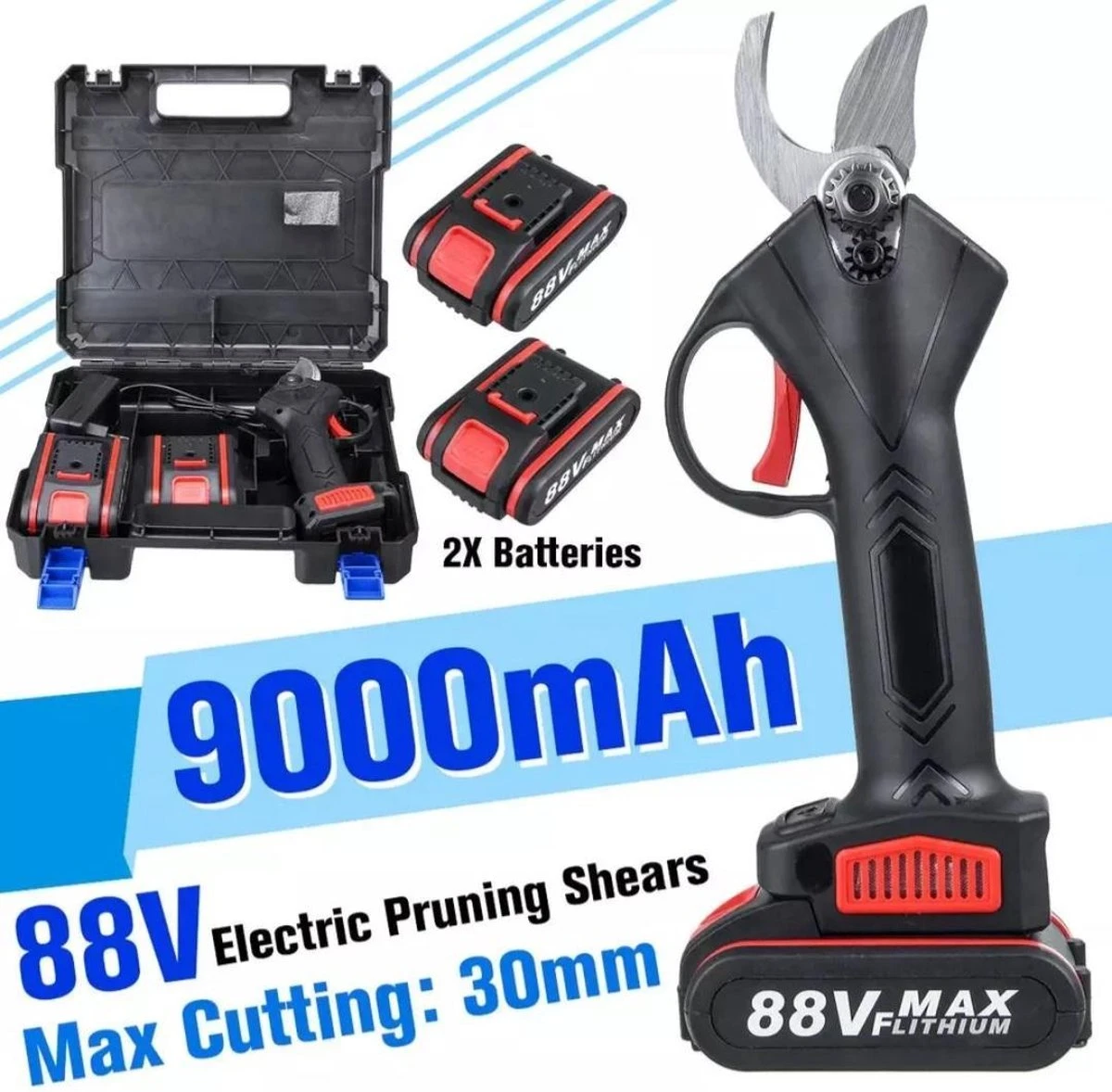 Accu Snoeischaar-88 VOLT-9000 MAh-COMPLETE SET-Professioneel-Hovenier-Tuinman 1 Accu Snoeischaar-88 VOLT-9000 MAh-COMPLETE SET-Professioneel-Hovenier-Tuinman