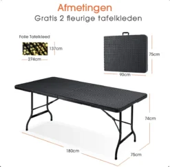Lenx Klaptafel - Inklapbare Tafel - Opvouwbare Tuintafel - Vouwtafel - Inclusief Handvat En 2 Tafelkleden - 180x75x74cm - 6 Tot 8 Personen 13 Lenx Klaptafel - Inklapbare Tafel - Opvouwbare Tuintafel - Vouwtafel - Inclusief Handvat En 2 Tafelkleden - 180x75x74cm - 6 Tot 8 Personen -Tuinwereld Verkoop 1200x1179 1