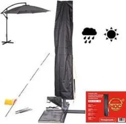 Parasolhoes - Ronde Zweefparasols T/m ø 4 M- Vierkante Zweefparasols T/m 3mx4m - Zware Dikke Kwaliteit - Met Stok Rits En Trekkoord -Tuinwereld Verkoop 1200x1180