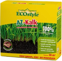 ECOstyle AZ Kalk Micro Korrel – Voor Gazon, Sier- En Moestuin - Corrigeert Zuurgraad Direct En Langdurig - Werkt Tegen Mos - CO2-Neutraal – 30 M² - 2 KG