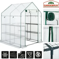 Gardebruk Kweekkas 2m² - 8 Legplanken & 4 Ramen - 195x143x143 Cm -Tuinwereld Verkoop 1200x1183 12