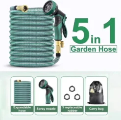 IBright Extra Sterke Uitrekbare Tuinslang - Flexibel - 15 Meter - Inclusief Opbergtas ,Sproeier ,Koppelstuk En Ophanghaak - Groen -Tuinwereld Verkoop 1200x1183 9