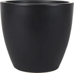 Plantenpot/bloempot In Een Strakke Scandinavische Look Zwart Dia 20 Cm En Hoogte 19 Cm Glanzend