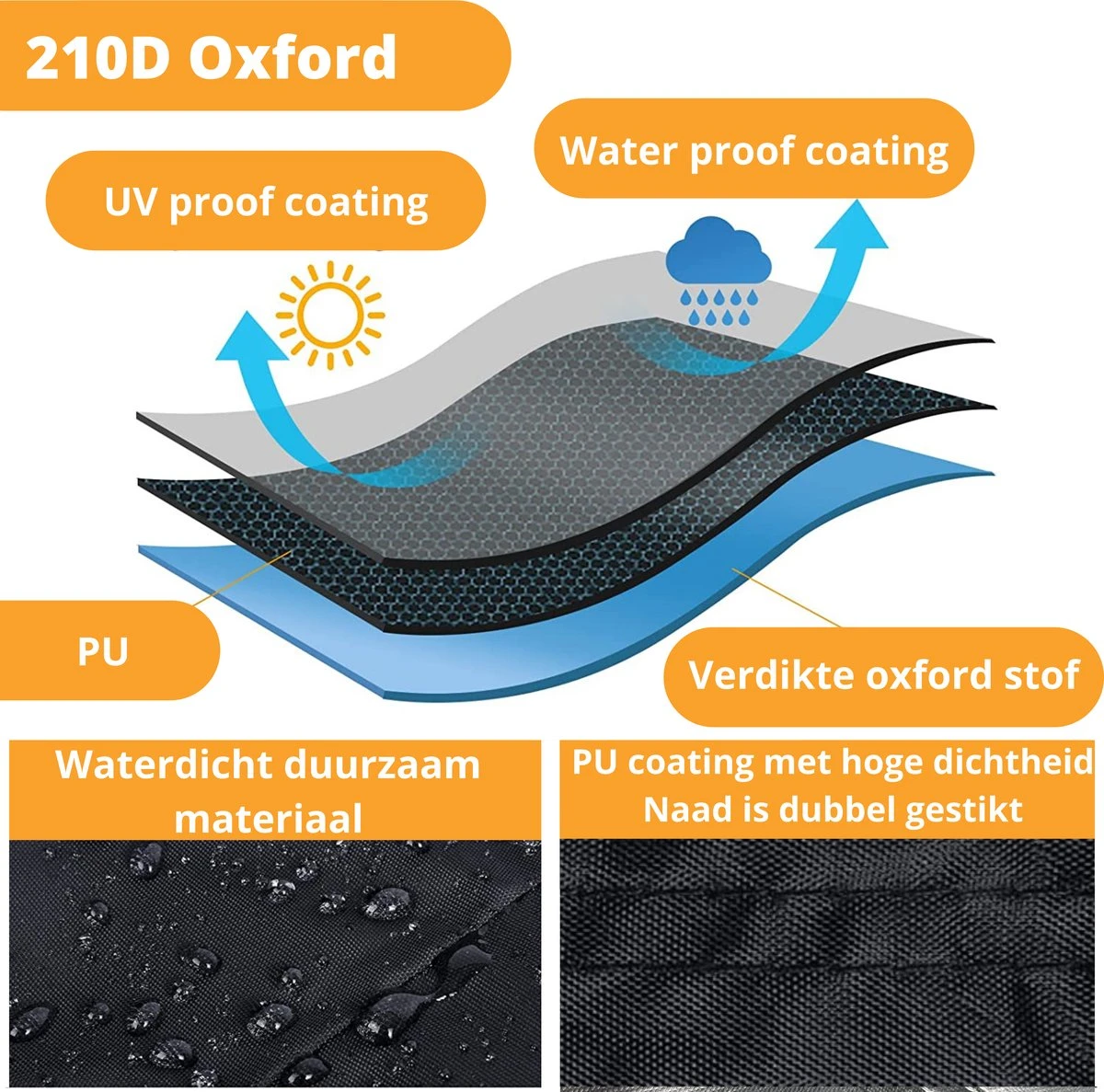 Beschermhoes Tuinmeubelen - Tuintafel - Loungeset - Tuinset - 213x132x74 Cm 4 Beschermhoes Tuinmeubelen - Tuintafel - Loungeset - Tuinset - 213x132x74 Cm - Afbeelding 4