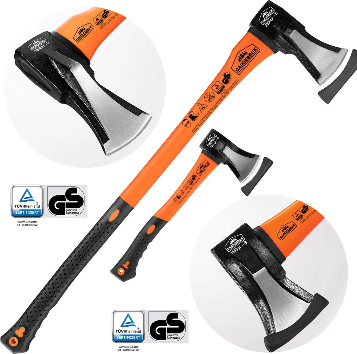 Merkloos Kliefhamer 3kg En Hakbijl 37cm Met Fiber Steel - Set Van 2 Stuks 2 Merkloos Kliefhamer 3kg En Hakbijl 37cm Met Fiber Steel - Set Van 2 Stuks - Afbeelding 2