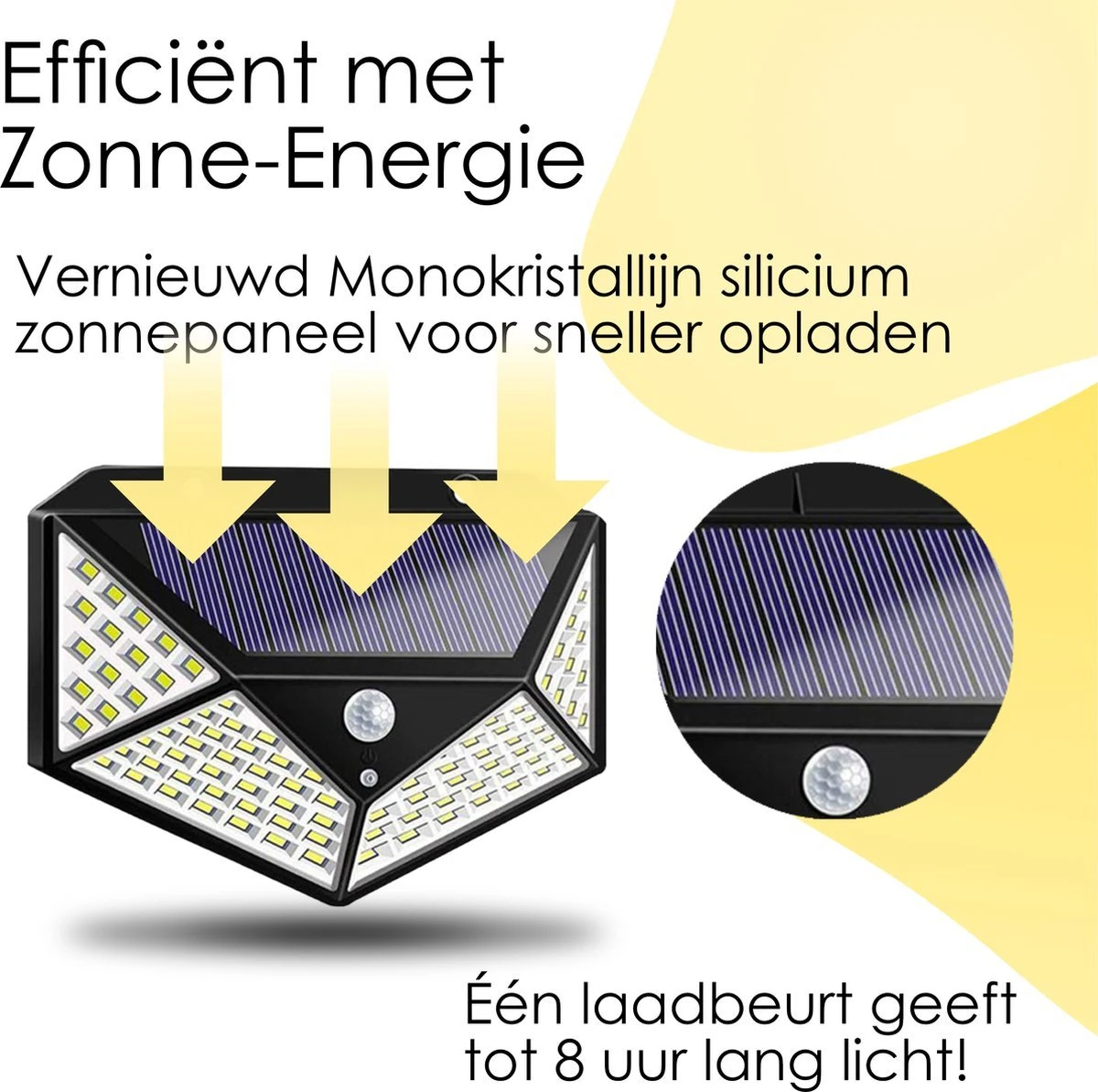 JC's - Solar Buitenlamp Bewegingssensor - 2 STUKS - 100 LED - Solar Wandlamp - Buiten & Tuin Sensor - Buitenverlichting Op Zonne-energie 4 JC's - Solar Buitenlamp Bewegingssensor - 2 STUKS - 100 LED - Solar Wandlamp - Buiten & Tuin Sensor - Buitenverlichting Op Zonne-energie - Afbeelding 4