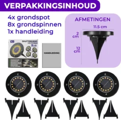 Shutterlight® 16 LED Solar Grondspot - Tuinverlichting - Zonlichtsensor - Zonne-energie - Matte Zwart - Warm Wit Licht - 4 Stuks - Buiten 15 Shutterlight® 16 LED Solar Grondspot - Tuinverlichting - Zonlichtsensor - Zonne-energie - Matte Zwart - Warm Wit Licht - 4 Stuks - Buiten -Tuinwereld Verkoop 1200x1194 11