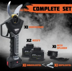 Reichlër® Elektrische Snoeischaar - 40 Mm Snijdiameter - 2x Accu - Anti-cut Functie - Heggenschaar - Takkenschaar - Zwart -Tuinwereld Verkoop 1200x1195 12