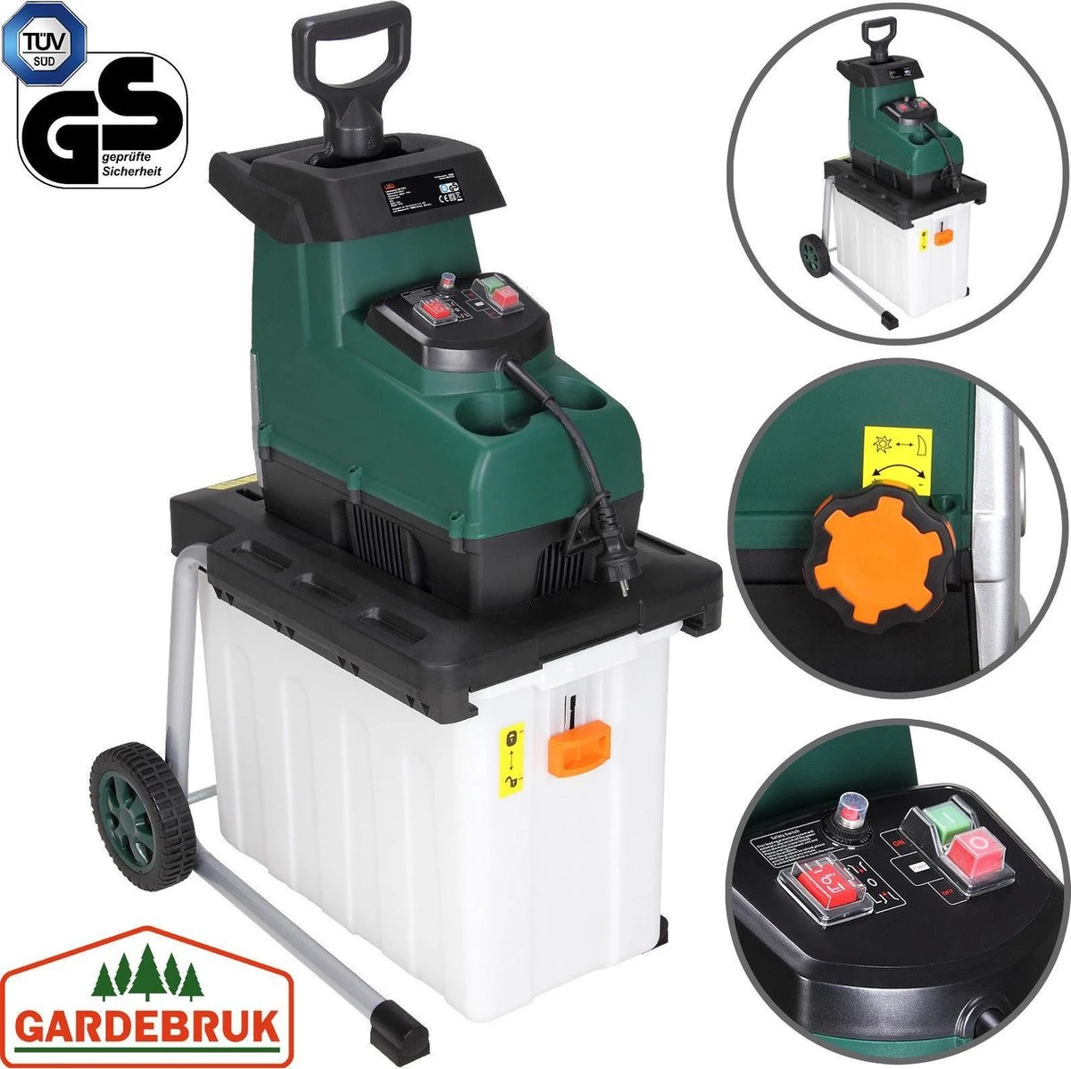 Gardebruk Hakselaar Elektrisch 2800W - 45mm Takdikte - Opvangbak 60 L 7 Gardebruk Hakselaar Elektrisch 2800W - 45mm Takdikte - Opvangbak 60 L - Afbeelding 7