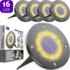 Shutterlight® 16 LED Solar Grondspot - Tuinverlichting - Zonlichtsensor - Zonne-energie - Matte Zwart - Warm Wit Licht - 4 Stuks - Buiten