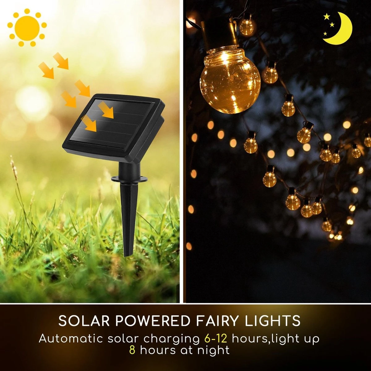 Aigostar 10VRG Solar Lichtsnoer - Lichtslinger Op Zonne-energie - Lampjes Slinger - 20 Transparante LED - 3000K - 5.8 Meter 5 Aigostar 10VRG Solar Lichtsnoer - Lichtslinger Op Zonne-energie - Lampjes Slinger - 20 Transparante LED - 3000K - 5.8 Meter - Afbeelding 5