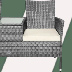 Casaria Polyrattan Tuinbank - Incl. Tafel & Kussens 7 Cm - Grijs -Tuinwereld Verkoop 1200x1200 101