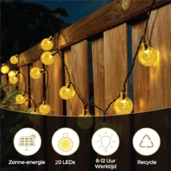Homèlle Solar Lichtsnoer - 20 LED - 3 + 2 Meter - Warm-wit - ø2cm - Tuinverlichting Op Zonne-energie - Kerstverlichting - Buitenverlichting - Lichtslinger - Lampjes Slinger - Cristal -Tuinwereld Verkoop 1200x1200 1018