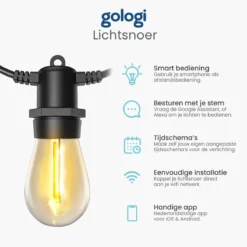 Gologi Lichtsnoer Buiten En Binnen - Lichtslinger 10M - Tuinverlichting LED - Warme Sfeerverlichting 2700K - Smart Verlichting - Koppelbaar Tot 25M -Tuinwereld Verkoop 1200x1200 1029