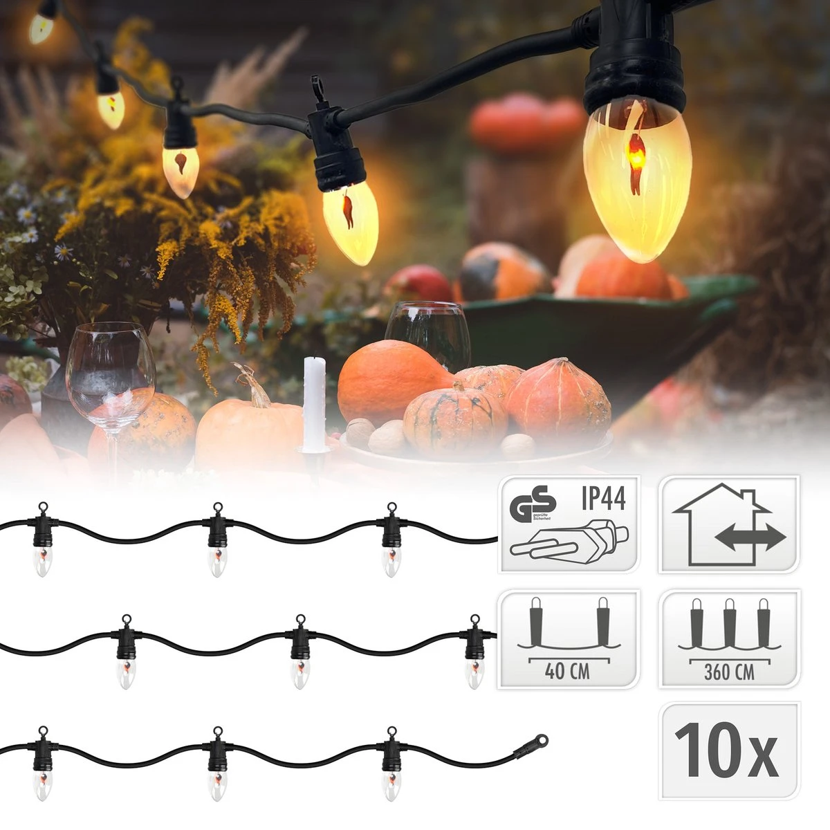 Merkloos Sprookjesverlichting 3,6 M Met 10 Bollen Warm Wit Vlameffect 5 Merkloos Sprookjesverlichting 3,6 M Met 10 Bollen Warm Wit Vlameffect - Afbeelding 5