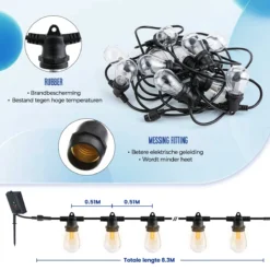 SHINE - Lichtsnoer - Lichtslinger Op Zonne-energie - Solar Led Prikkabel - Feestverlichting - Lampjes Slinger - Tuinverlichting - Vintage Basic Sfeerverlichting - 10 Meter En 12 Led Plug-In Lampen -Tuinwereld Verkoop 1200x1200 1171