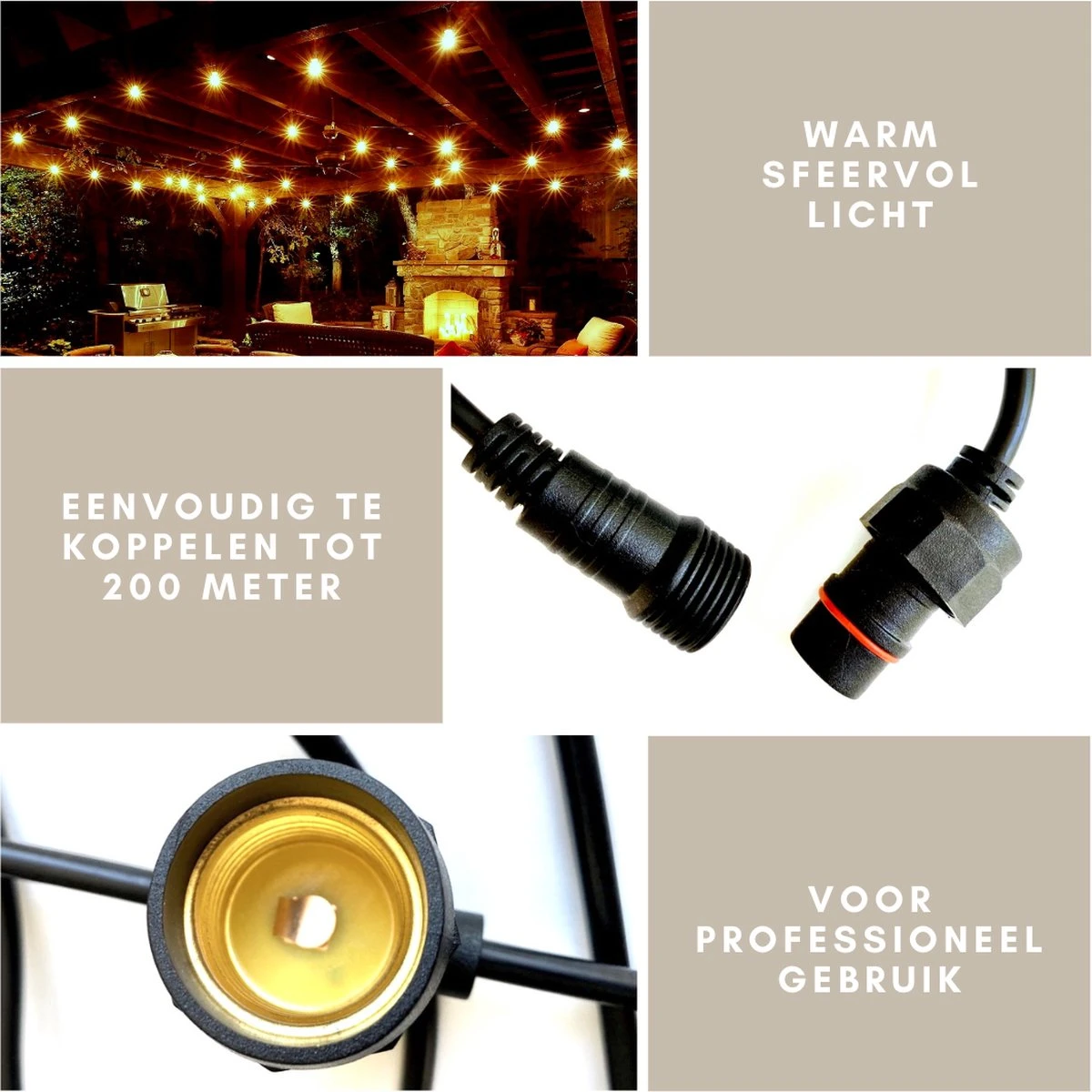 A Sunny Day Lichtsnoer Buiten - 10 Meter Inclusief 10 LED Lampen - 10 Meter Lichtsnoer Voor Buiten + 2 Meter Aansluitsnoer - Prikkabel - Priklicht - Lichtsnoer - 10 LED Lampen - E27 Fitting - Verlengbaar - Lichtsnoer Binnen 4 A Sunny Day Lichtsnoer Buiten - 10 Meter Inclusief 10 LED Lampen - 10 Meter Lichtsnoer Voor Buiten + 2 Meter Aansluitsnoer - Prikkabel - Priklicht - Lichtsnoer - 10 LED Lampen - E27 Fitting - Verlengbaar - Lichtsnoer Binnen - Afbeelding 4