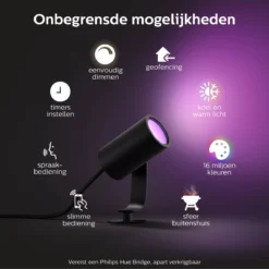 Philips Hue Lily Tuinspot - Wit En Gekleurd Licht - 1-spot - Zwart - Laagspanning - Uitbreiding -Tuinwereld Verkoop 1200x1200 1313
