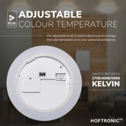 HOFTRONIC - LED Plafondlamp - Plafonnière - RVS - 12 Watt - IP65 Waterdicht - Kleur Instelbaar (2700K, 4000K & 5000K) - 1200 Lumen - IK10 Stootveilig - Ø25 Cm - Geschikt Voor Badkamer - Voor Binnen En Buiten - 3 Jaar Garantie -Tuinwereld Verkoop 1200x1200 1425
