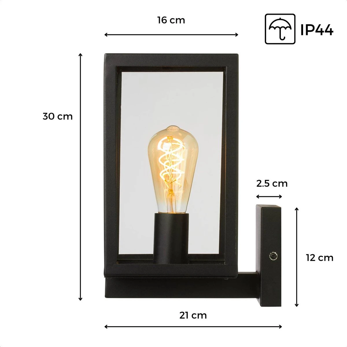 DMQ Buitenlamp Boston - Lantaarn Zwart IP44 - Voordeur - Wand / Hanglamp 7 DMQ Buitenlamp Boston - Lantaarn Zwart IP44 - Voordeur - Wand / Hanglamp - Afbeelding 7
